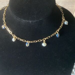 Mayamar Gold chain with blue shells & pearls beautifully done